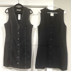 Abercrombie dresses, size XL, black denim midi dress and black mini vest dress